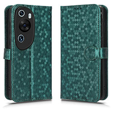 Custodia Portafoglio In Pelle Cover con Supporto C01X per Huawei P60 Art Verde