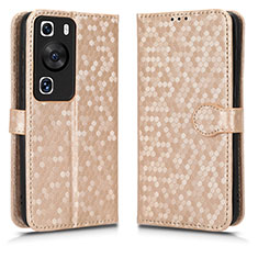 Custodia Portafoglio In Pelle Cover con Supporto C01X per Huawei P60 Pro Oro