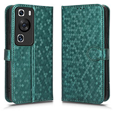 Custodia Portafoglio In Pelle Cover con Supporto C01X per Huawei P60 Verde