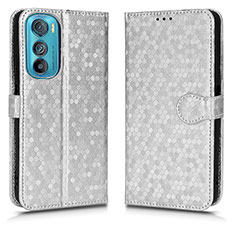 Custodia Portafoglio In Pelle Cover con Supporto C01X per Motorola Moto Edge 30 5G Argento