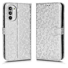 Custodia Portafoglio In Pelle Cover con Supporto C01X per Motorola Moto G52j 5G Argento