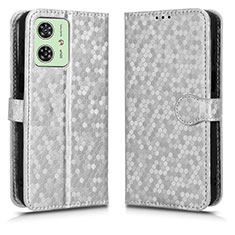 Custodia Portafoglio In Pelle Cover con Supporto C01X per Motorola Moto G54 5G Argento