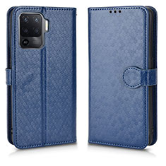 Custodia Portafoglio In Pelle Cover con Supporto C01X per Oppo F19 Pro+ Plus 5G Blu