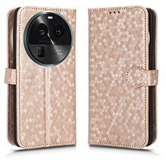 Custodia Portafoglio In Pelle Cover con Supporto C01X per Oppo Find X6 5G Oro