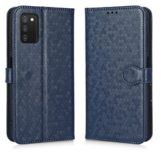 Custodia Portafoglio In Pelle Cover con Supporto C01X per Samsung Galaxy A03s Blu