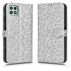 Custodia Portafoglio In Pelle Cover con Supporto C01X per Samsung Galaxy A22 5G Argento