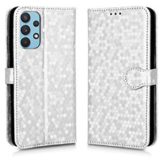 Custodia Portafoglio In Pelle Cover con Supporto C01X per Samsung Galaxy M32 5G Argento