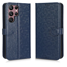 Custodia Portafoglio In Pelle Cover con Supporto C01X per Samsung Galaxy S22 Ultra 5G Blu