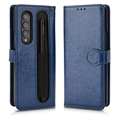 Custodia Portafoglio In Pelle Cover con Supporto C01X per Samsung Galaxy Z Fold4 5G Blu