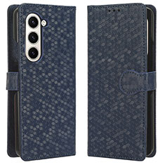 Custodia Portafoglio In Pelle Cover con Supporto C01X per Samsung Galaxy Z Fold5 5G Blu