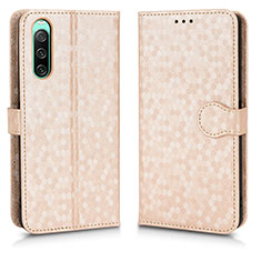 Custodia Portafoglio In Pelle Cover con Supporto C01X per Sony Xperia 10 IV Oro