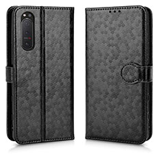 Custodia Portafoglio In Pelle Cover con Supporto C01X per Sony Xperia 5 II Nero