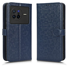 Custodia Portafoglio In Pelle Cover con Supporto C01X per Vivo X80 5G Blu