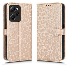 Custodia Portafoglio In Pelle Cover con Supporto C01X per Xiaomi Redmi Note 12 Pro Speed 5G Oro