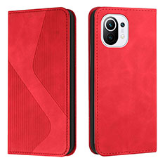 Custodia Portafoglio In Pelle Cover con Supporto C02 per Xiaomi Mi 11 5G Rosso