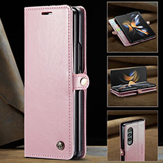 Custodia Portafoglio In Pelle Cover con Supporto C02S per Samsung Galaxy Z Fold3 5G Oro Rosa