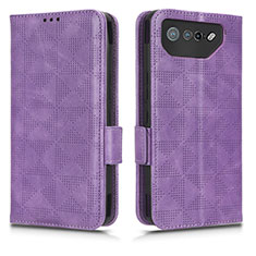 Custodia Portafoglio In Pelle Cover con Supporto C02X per Asus ROG Phone 7 Ultimate Viola
