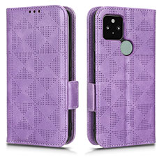 Custodia Portafoglio In Pelle Cover con Supporto C02X per Google Pixel 5 Viola