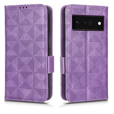 Custodia Portafoglio In Pelle Cover con Supporto C02X per Google Pixel 6 Pro 5G Viola