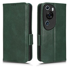 Custodia Portafoglio In Pelle Cover con Supporto C02X per Huawei P60 Art Verde