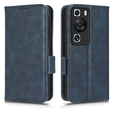 Custodia Portafoglio In Pelle Cover con Supporto C02X per Huawei P60 Blu