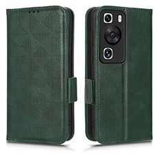 Custodia Portafoglio In Pelle Cover con Supporto C02X per Huawei P60 Verde