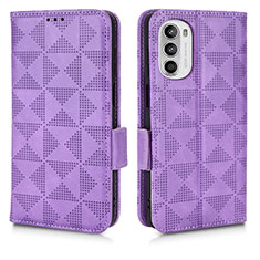 Custodia Portafoglio In Pelle Cover con Supporto C02X per Motorola MOTO G52 Viola