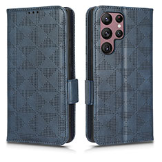Custodia Portafoglio In Pelle Cover con Supporto C02X per Samsung Galaxy S22 Ultra 5G Blu