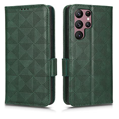 Custodia Portafoglio In Pelle Cover con Supporto C02X per Samsung Galaxy S22 Ultra 5G Verde