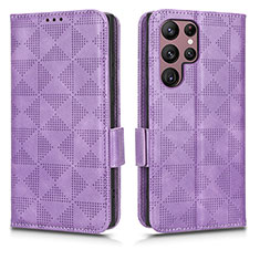 Custodia Portafoglio In Pelle Cover con Supporto C02X per Samsung Galaxy S22 Ultra 5G Viola