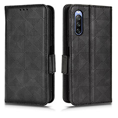 Custodia Portafoglio In Pelle Cover con Supporto C02X per Sony Xperia 10 III Nero