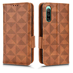 Custodia Portafoglio In Pelle Cover con Supporto C02X per Sony Xperia 10 IV Marrone