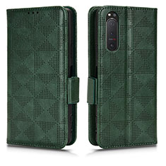 Custodia Portafoglio In Pelle Cover con Supporto C02X per Sony Xperia 5 II Verde