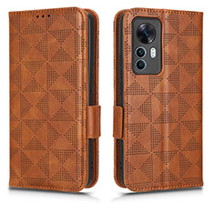 Custodia Portafoglio In Pelle Cover con Supporto C02X per Xiaomi Mi 12T 5G Marrone