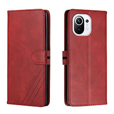 Custodia Portafoglio In Pelle Cover con Supporto C03 per Xiaomi Mi 11 Lite 5G Rosso