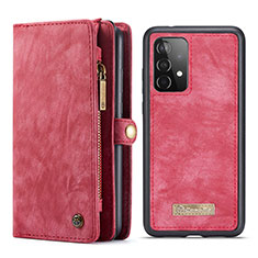 Custodia Portafoglio In Pelle Cover con Supporto C03S per Samsung Galaxy A52 4G Rosso