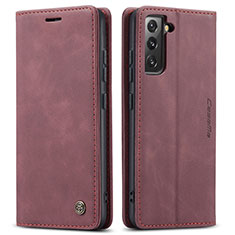 Custodia Portafoglio In Pelle Cover con Supporto C03S per Samsung Galaxy S21 FE 5G Rosso Rosa