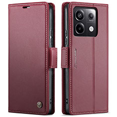 Custodia Portafoglio In Pelle Cover con Supporto C03S per Xiaomi Redmi Note 13 Pro 5G Rosso