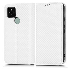 Custodia Portafoglio In Pelle Cover con Supporto C03X per Google Pixel 5 Bianco