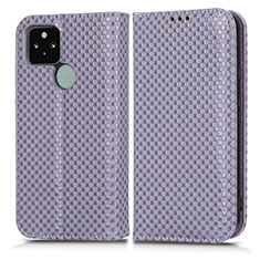 Custodia Portafoglio In Pelle Cover con Supporto C03X per Google Pixel 5 Viola