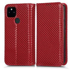 Custodia Portafoglio In Pelle Cover con Supporto C03X per Google Pixel 5a 5G Rosso