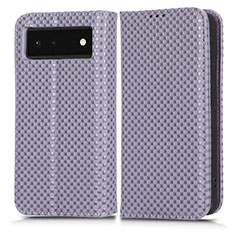 Custodia Portafoglio In Pelle Cover con Supporto C03X per Google Pixel 6 5G Viola