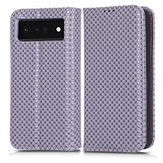 Custodia Portafoglio In Pelle Cover con Supporto C03X per Google Pixel 6 Pro 5G Viola