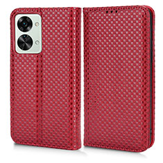 Custodia Portafoglio In Pelle Cover con Supporto C03X per OnePlus Nord 2T 5G Rosso