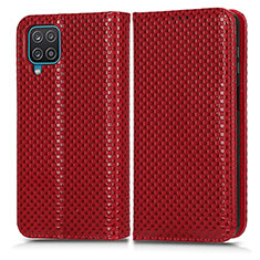 Custodia Portafoglio In Pelle Cover con Supporto C03X per Samsung Galaxy A12 Nacho Rosso