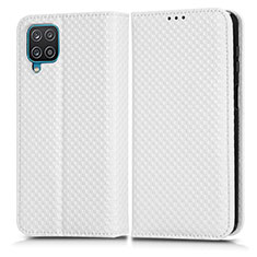Custodia Portafoglio In Pelle Cover con Supporto C03X per Samsung Galaxy M12 Bianco