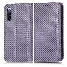 Custodia Portafoglio In Pelle Cover con Supporto C03X per Sony Xperia 10 III SO-52B Viola