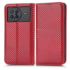 Custodia Portafoglio In Pelle Cover con Supporto C03X per Vivo X Note Rosso