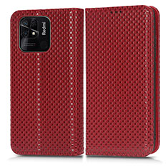 Custodia Portafoglio In Pelle Cover con Supporto C03X per Xiaomi Redmi 10 Power Rosso