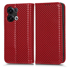 Custodia Portafoglio In Pelle Cover con Supporto C03X per Xiaomi Redmi Note 13 5G Rosso
